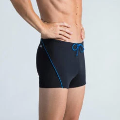 Devant -Default Template 5 boxer de bain natation homme boxer 100 plus noir bleu 1