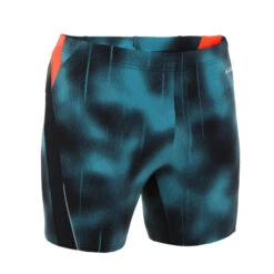 Devant -Default Template 5 boxer de bain natation homme long turquoise noir orange 1