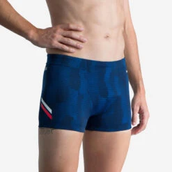 Devant -Default Template 5 boxer de natation homme fiti bleu blanc rouge 1