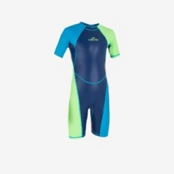 COMBINAISON DE NATATION GARÇON - SHORTY 100 KLOUPI - BLEU / VERT