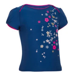 Haut De Maillot De Bain Bébé Fille Tankini Bleu Foncé Imprimé Fleurs