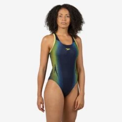 Maillot De Bain 1 Pièce Natation Femme SPEEDO FLYBACK DIGI Bleu Foncé