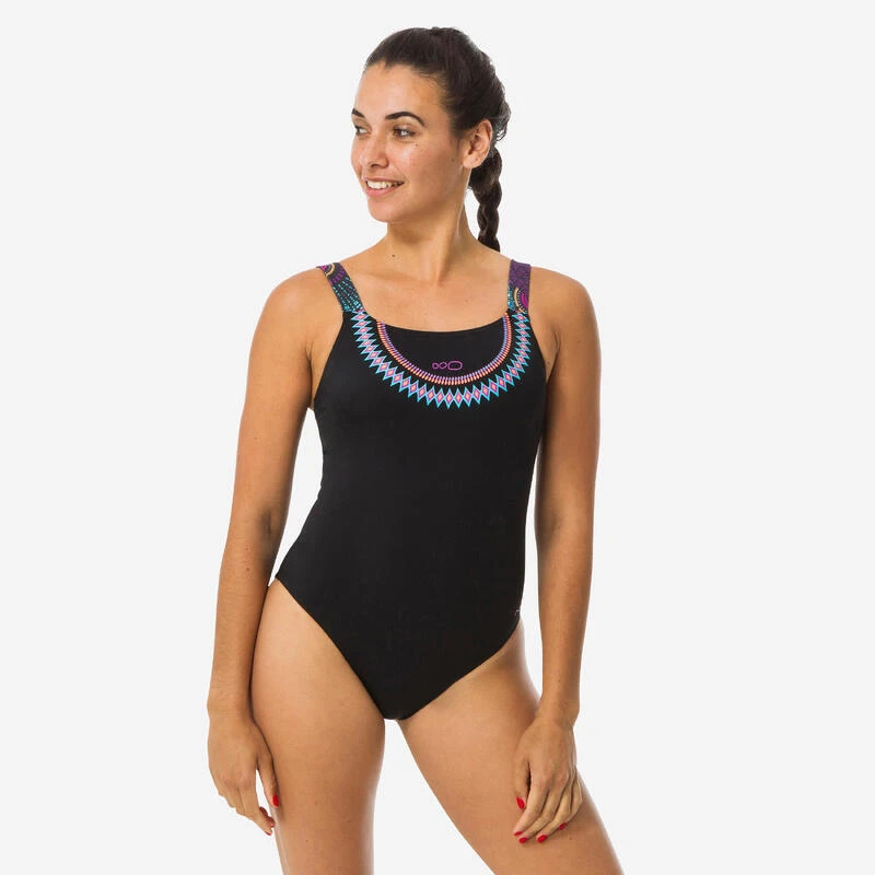 Maillot De Bain De Natation Femme 1 Pièce Taïs Ethn Noir 3 Maillot De Bain De Natation Femme 1 Pièce Taïs Ethn Noir