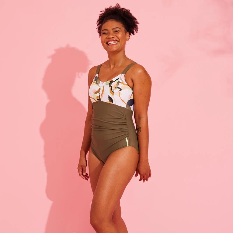 Maillot De Bain Femme De Grossesse Aquagym Natation AYA Kaki Flo Blanc 4 Maillot De Bain Femme De Grossesse Aquagym Natation AYA Kaki Flo Blanc – Image 2