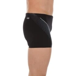 Devant -Default Template 5 maillot de bain homme boxer 500 fit noir dash gris 1
