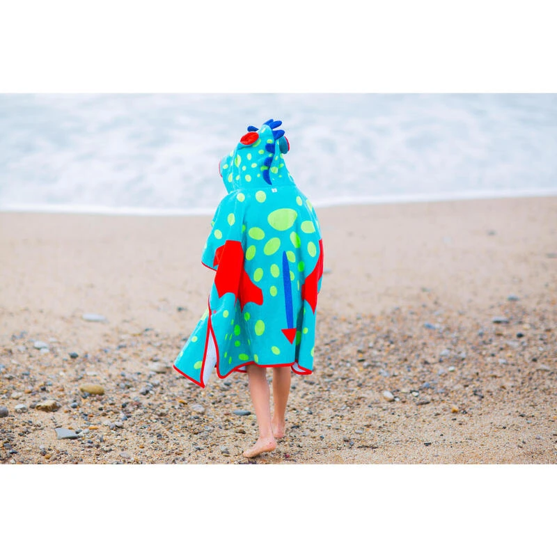 Poncho De Bain Coton Bébé - Dragon Bleu-Vert 4 Poncho De Bain Coton Bébé - Dragon Bleu-Vert – Image 2