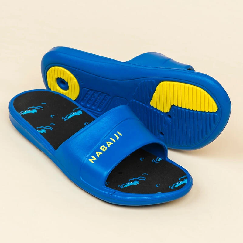 Sandale Claquette Piscine Enfant SLAP 500 PRINT Croco Bleu Noir 3 Sandale Claquette Piscine Enfant SLAP 500 PRINT Croco Bleu Noir